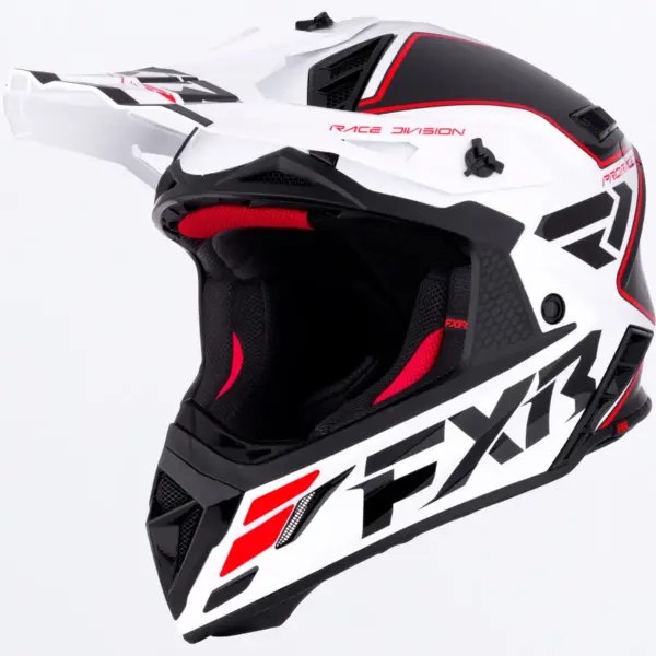 קסדת שטח FXR Helium MX בצבעי לבן, שחור ואדום