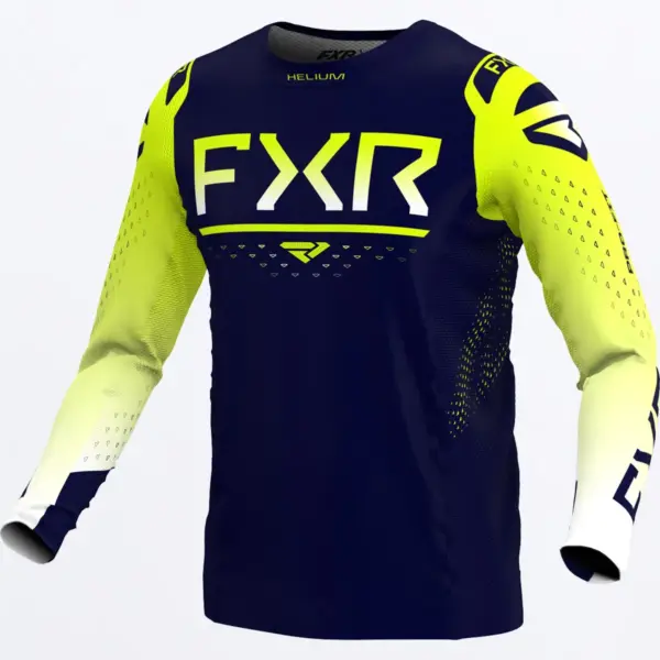 חליפת רכיבה FXR Helium MX LE בצבע צהוב זוהר וכחול כהה