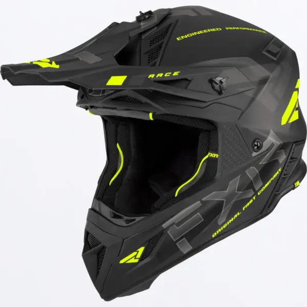 קסדת שטח FXR Helium Race Div בצבע שחור עם צהוב זוהר