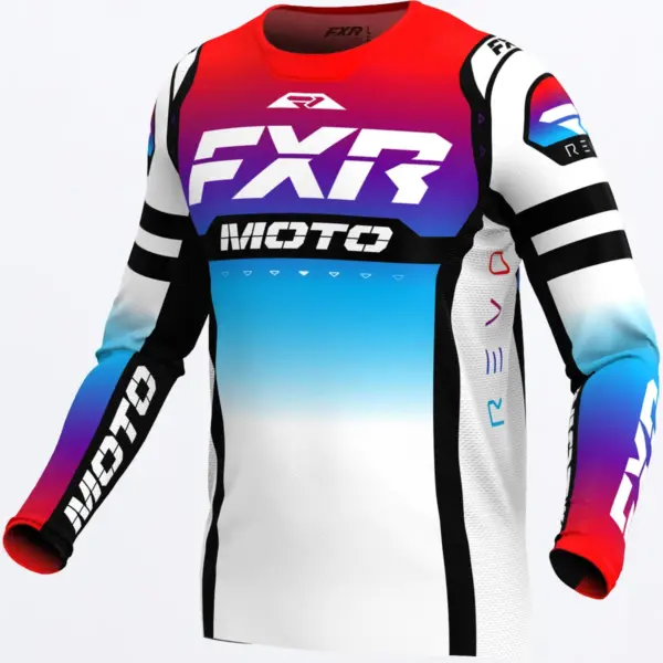 חליפת רכיבה FXR Revo Pro MX LE בצבעי אדום, תכלת ולבן