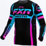חליפת רכיבה FXR Revo Pro MX LE בצבע שחור עם תכלת וורוד