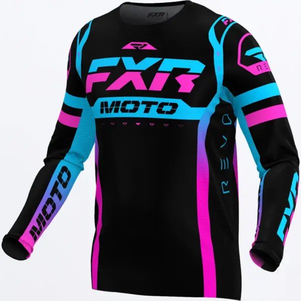 חליפת רכיבה FXR Revo Pro MX LE בצבע שחור עם תכלת וורוד
