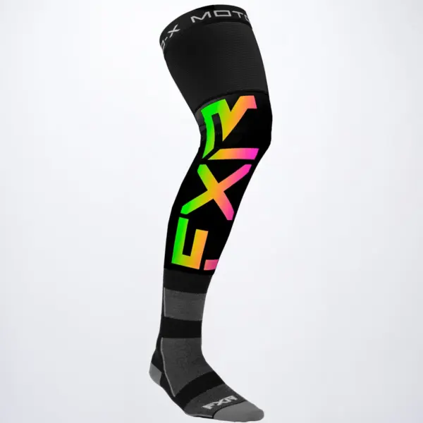 גרב רכיבה FXR בצבע שחור עם לוגו צבעוני