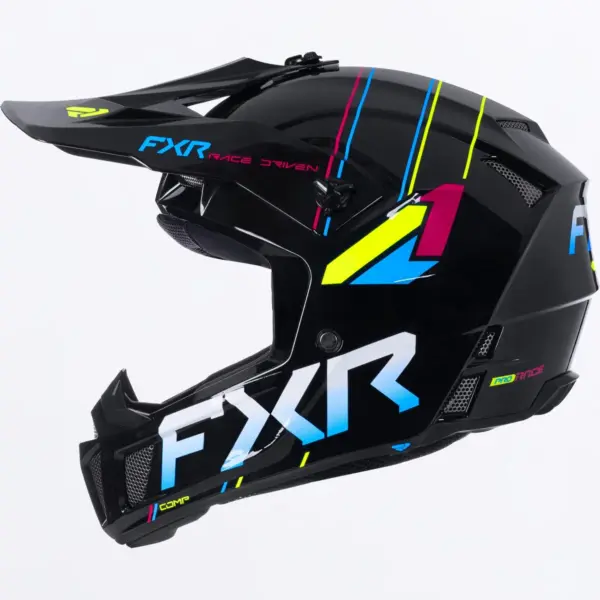 קסדת שטח לילדים FXR Clutch MX שחור כחול צהוב – תמונה 2