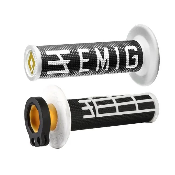 סט גריפים עם נעילה ODI Emig V2 בצבע שחור/לבן
