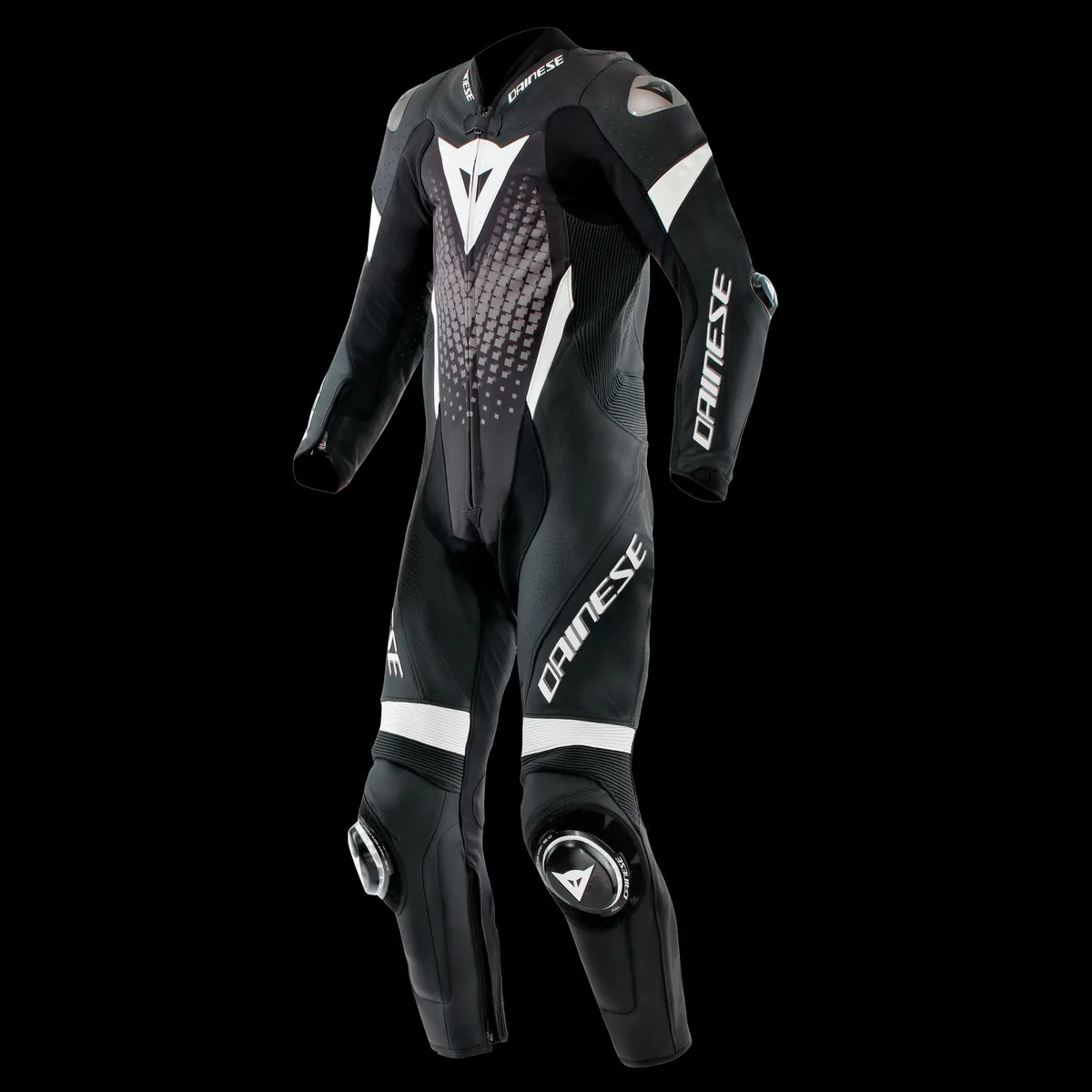 חליפת עור מחלק אחד DAINESE Laguna Seca 6 בשחור לבן ואנתרציט חליפת עור מחלק אחד DAINESE Laguna Seca 6 בשחור לבן ואנתרציט