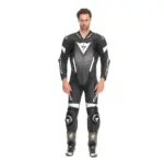 חליפת עור מחלק אחד DAINESE Laguna Seca 6 שחור לבן אנתרציט – תמונה 3