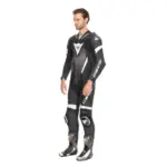 חליפת עור מחלק אחד DAINESE Laguna Seca 6 שחור לבן אנתרציט – תמונה 4