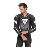 חליפת עור מחלק אחד DAINESE Laguna Seca 6 שחור לבן אנתרציט – תמונה 6
