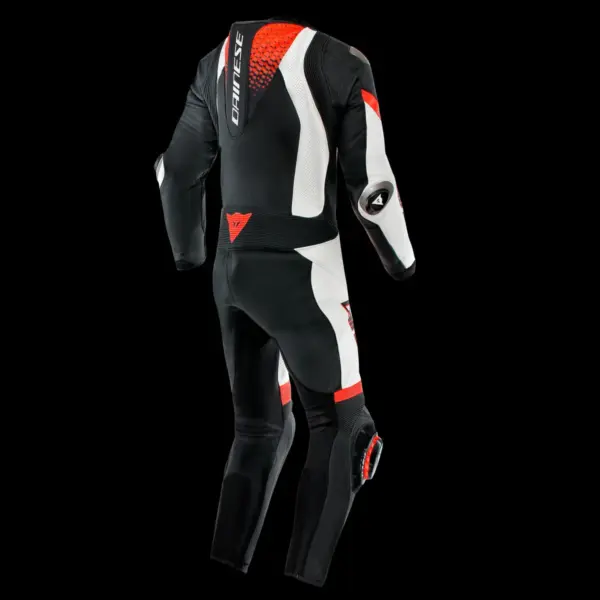 חליפת עור מחלק אחד DAINESE Laguna Seca 6 שחור לבן אדום פלואורסצנטי – תמונה 2