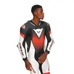 חליפת עור מחלק אחד DAINESE Laguna Seca 6 שחור לבן אדום פלואורסצנטי – תמונה 5