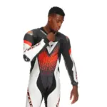 חליפת עור מחלק אחד DAINESE Laguna Seca 6 שחור לבן אדום פלואורסצנטי – תמונה 6