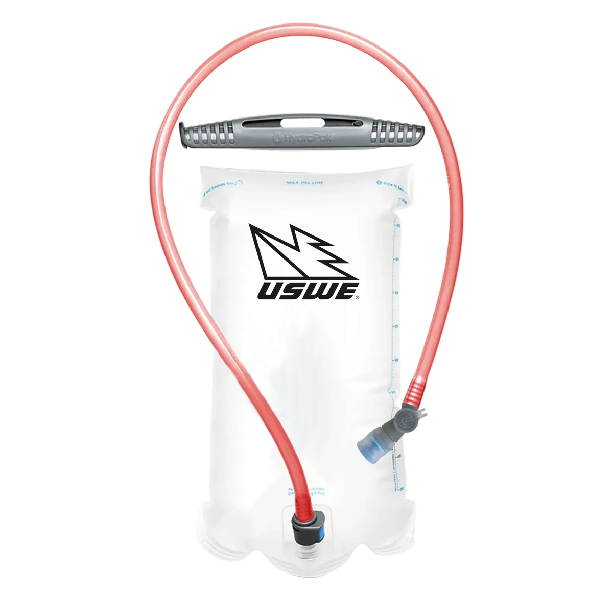 שקית שתייה שקופה USWE Elite 2 ליטר עם צינור אדום שקית שתייה שקופה USWE Elite 2 ליטר עם צינור אדום