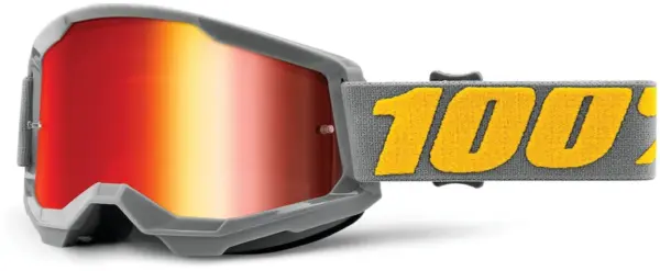 משקפי אבק 100% Strata 2 בצבע אפור עם עדשת מראה אדומה