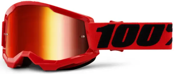 משקפי אבק 100% Strata 2 בצבע אדום עם עדשת מראה אדומה