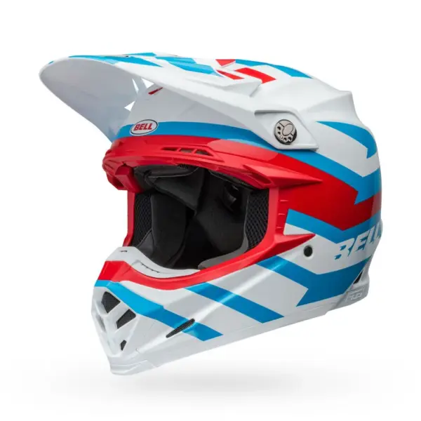 קסדת שטח BELL Moto-9S Flex Banshee בלבן, תכלת ואדום