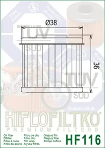 מסנן שמן HIFLOFILTRO HF116 – תמונה 2