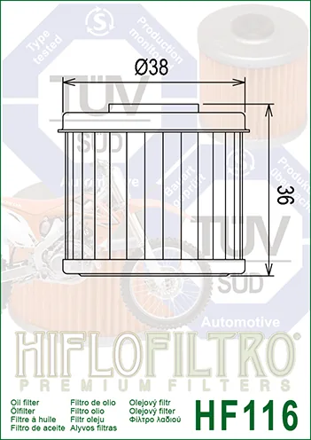 מסנן שמן HIFLOFILTRO HF116 – תמונה 2