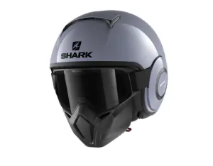 קסדה פתוחה SHARK Street Drak בצבע אפור עם מסכה ומשקפיים