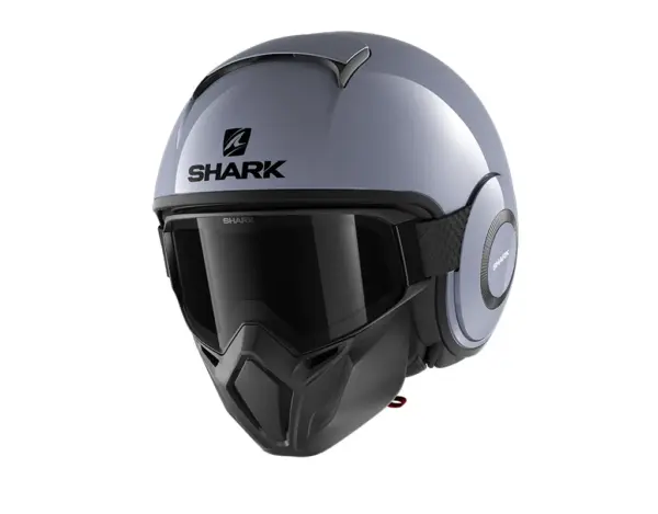קסדה פתוחה SHARK Street Drak בצבע אפור עם מסכה ומשקפיים