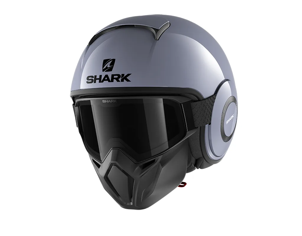 קסדה פתוחה SHARK Street Drak בצבע אפור עם מסכה ומשקפיים קסדה פתוחה SHARK Street Drak בצבע אפור עם מסכה ומשקפיים