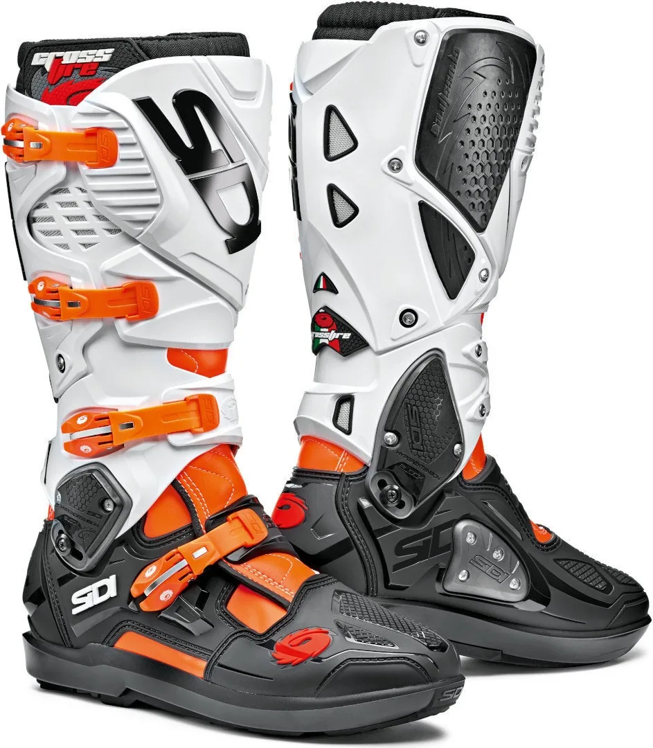 מגף מוטוקרוס SIDI Crossfire 3 SRS בצבע שחור כתום לבן מגף מוטוקרוס SIDI Crossfire 3 SRS בצבע שחור כתום לבן