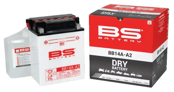 מצבר קונבנציונלי DRY עם ערכת חומצה BS BATTERY BB14A-A2 – תמונה 2