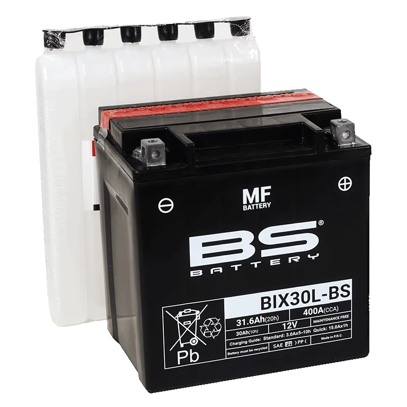 מצבר BS BATTERY BIX30L-BS עם מיכל חומצה מצבר BS BATTERY BIX30L-BS עם מיכל חומצה