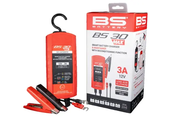 מטען מצברים BS BATTERY BS 30 MAX עם קליפסים ואריזה