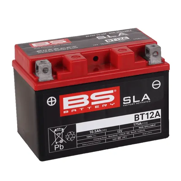 מצבר BS BATTERY BT12A SLA בצבע שחור-אדום