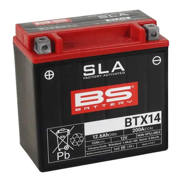 מצבר BS BATTERY BTX14 SLA בצבע שחור-אדום