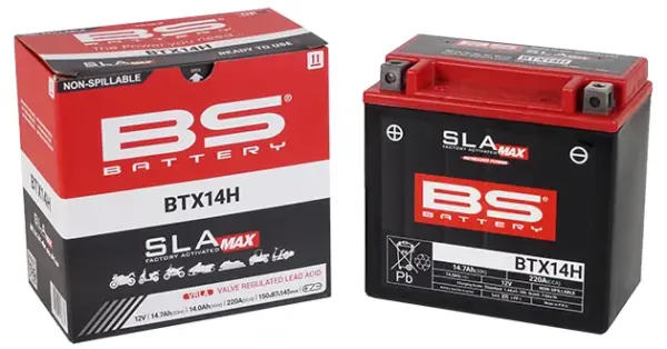 מצבר ג'ל SLA MAX לאופנוע BS BATTERY BTX14H – תמונה 2