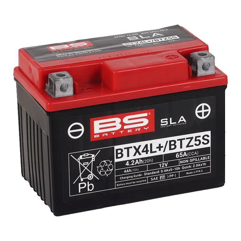 מצבר BS BATTERY BTX4L+ / BTZ5S SLA בצבע שחור-אדום מצבר BS BATTERY BTX4L+ / BTZ5S SLA בצבע שחור-אדום