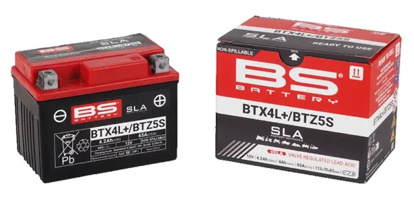 מצבר ג'ל SLA לאופנוע BS BATTERY BTX4L+ / BTZ5S – תמונה 2