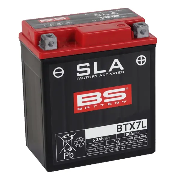 מצבר BS BATTERY BTX7L SLA בצבע שחור-אדום