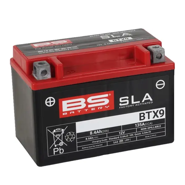 מצבר BS BATTERY BTX9 SLA בצבע שחור-אדום
