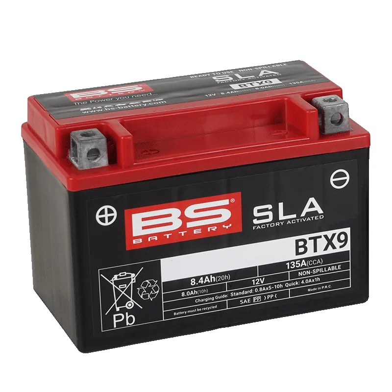 מצבר BS BATTERY BTX9 SLA בצבע שחור-אדום מצבר BS BATTERY BTX9 SLA בצבע שחור-אדום