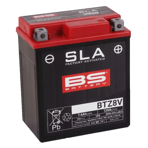 מצבר BS BATTERY BTZ8V SLA בצבע שחור-אדום