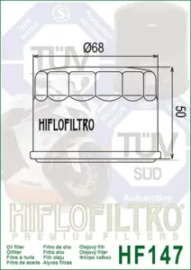 מסנן שמן לאופנוע HIFLOFILTRO HF147 – תמונה 2