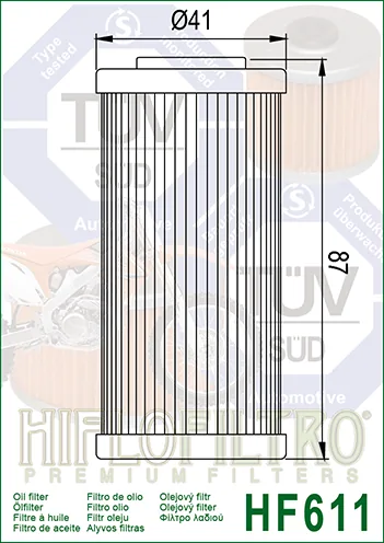 מסנן שמן לאופנוע HIFLOFILTRO HF611 – תמונה 2
