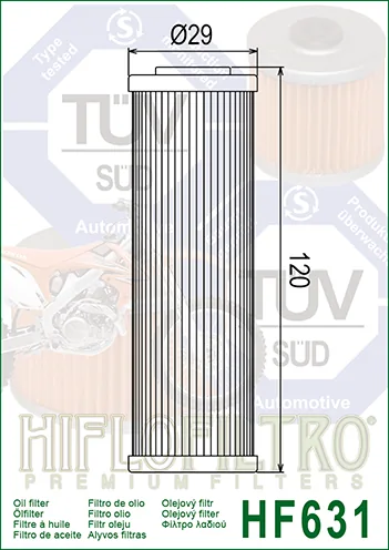 מסנן שמן לאופנוע HIFLOFILTRO HF631 – תמונה 2