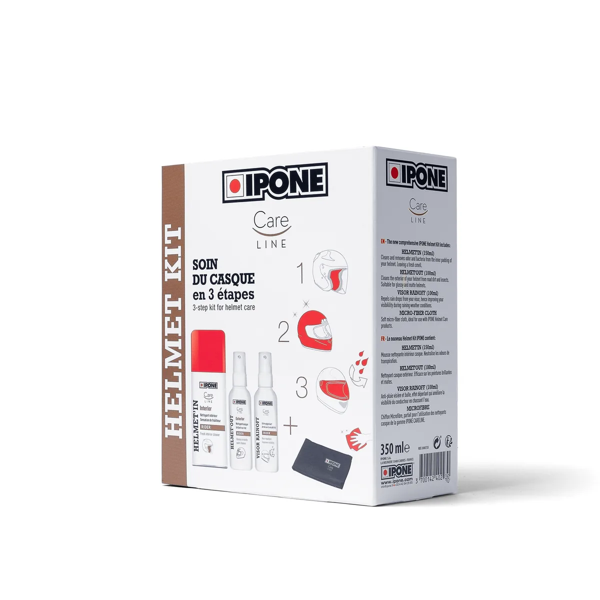 ערכת ניקוי קסדה IPONE Helmet Kit באריזה ערכת ניקוי קסדה IPONE Helmet Kit באריזה