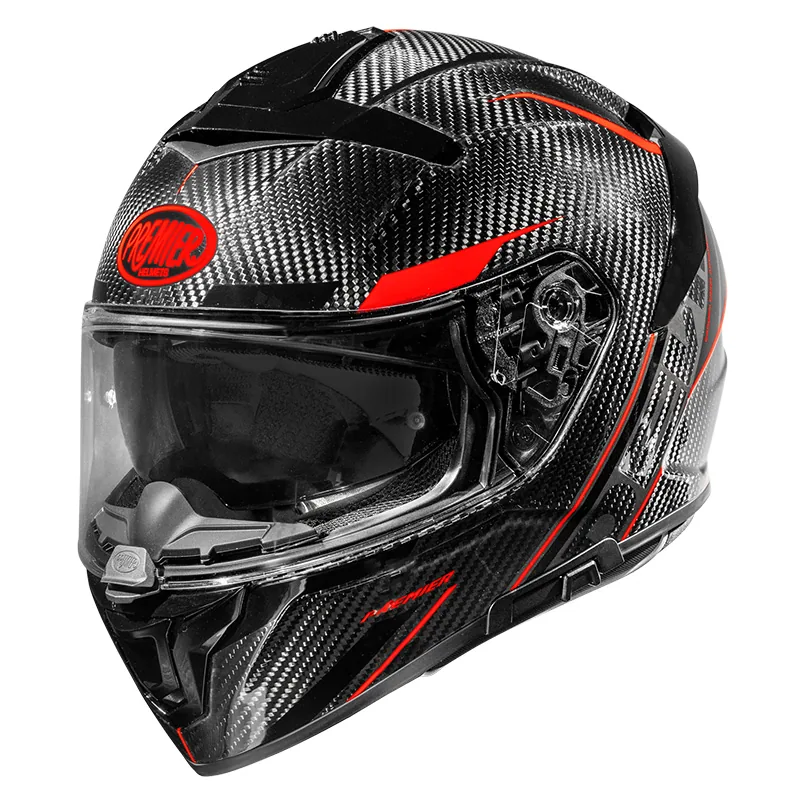 קסדה מלאה PREMIER Devil Carbon ST 2 פחמן עם פסים אדומים קסדה מלאה PREMIER Devil Carbon ST 2 פחמן עם פסים אדומים