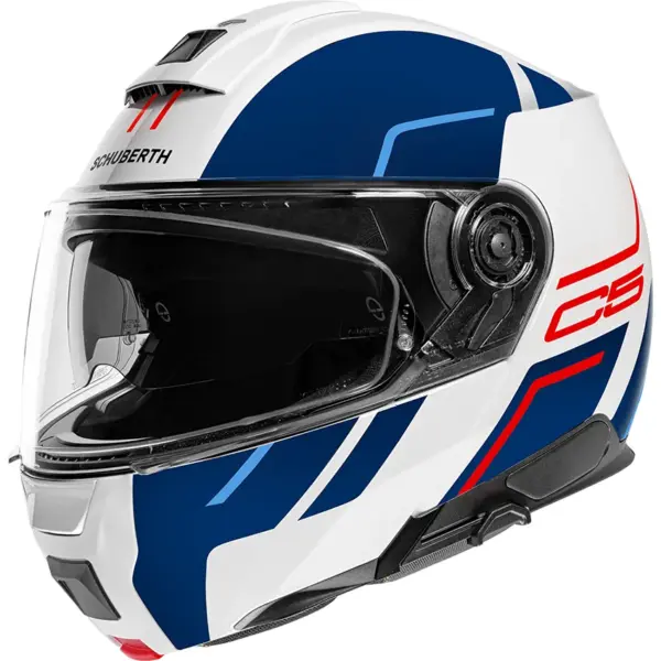 קסדה מתרוממת SCHUBERTH C5 Master Blue לבן, כחול ואדום – תמונה 2