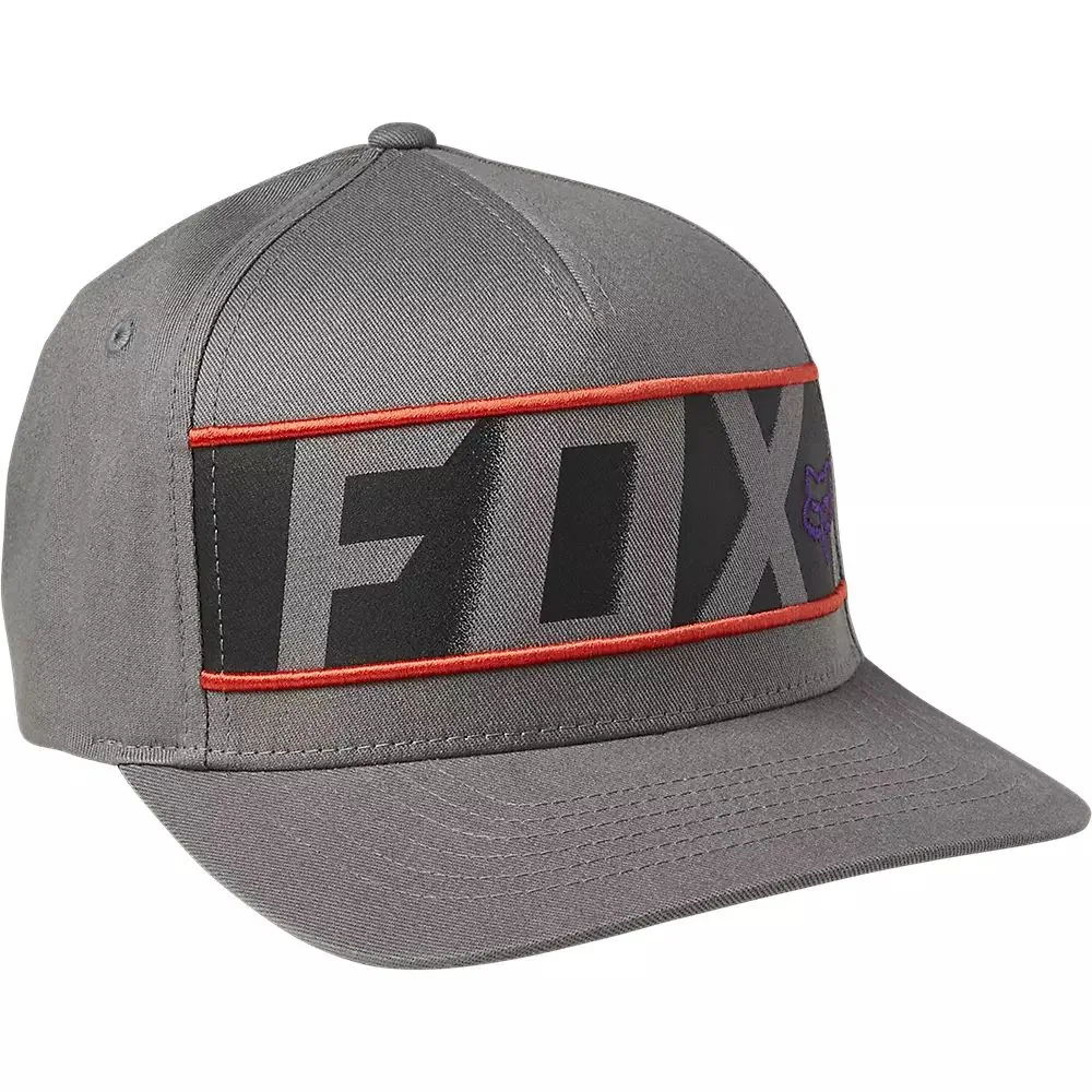 כובע מצחייה FOX Rkane Flexfit בצבע אפור-כתום כובע מצחייה פוקס FOX Rkane Flexfit בצבע אפור-כתום