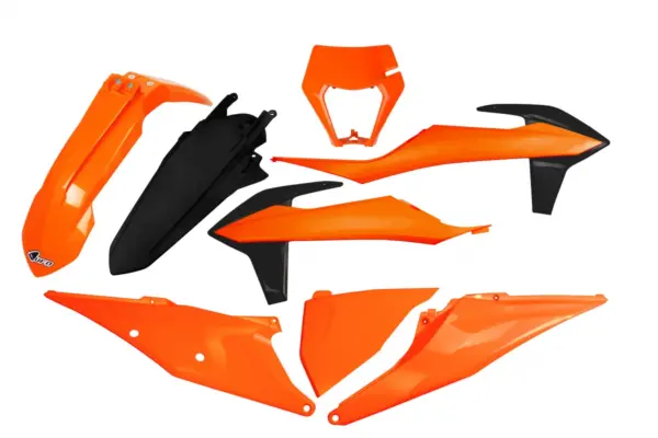 סט פלסטיקה UFO ל-KTM EXC/EXC-F 2020-2023 שחור-כתום בצבעי המקור