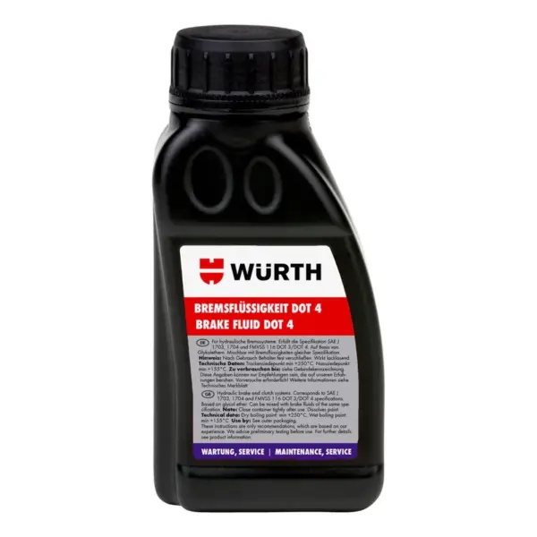 בקבוק נוזל בלמים Würth DOT 4 500 מ"ל