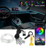 תאורת אווירה לייזר RGB לרכב – 6 יחידות עם שלט ואפליקציה