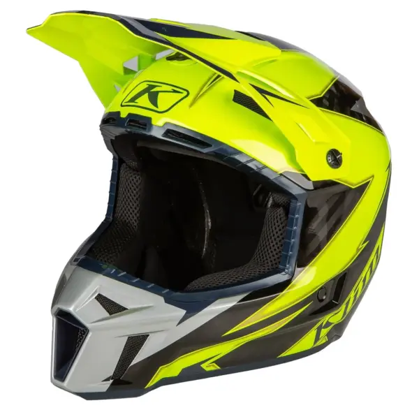 קסדת שטח קליים KLIM F3 Carbon בגוון צהוב זוהר אפור ושחור