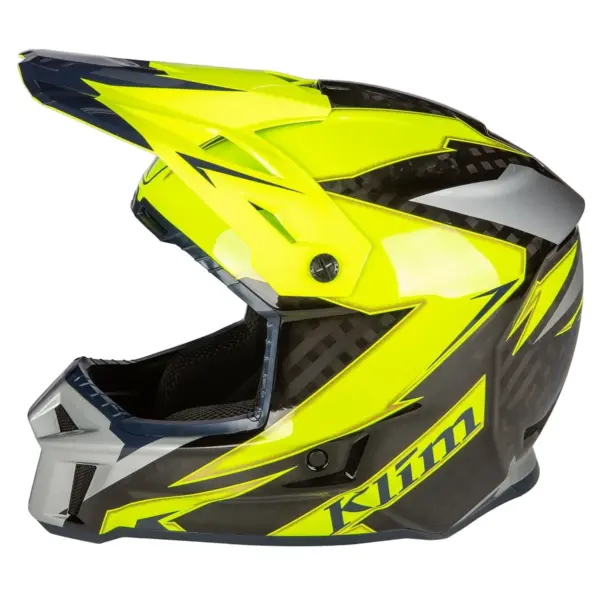 קסדת שטח קליים KLIM F3 Carbon צהוב זוהר אפור ושחור – תמונה 2